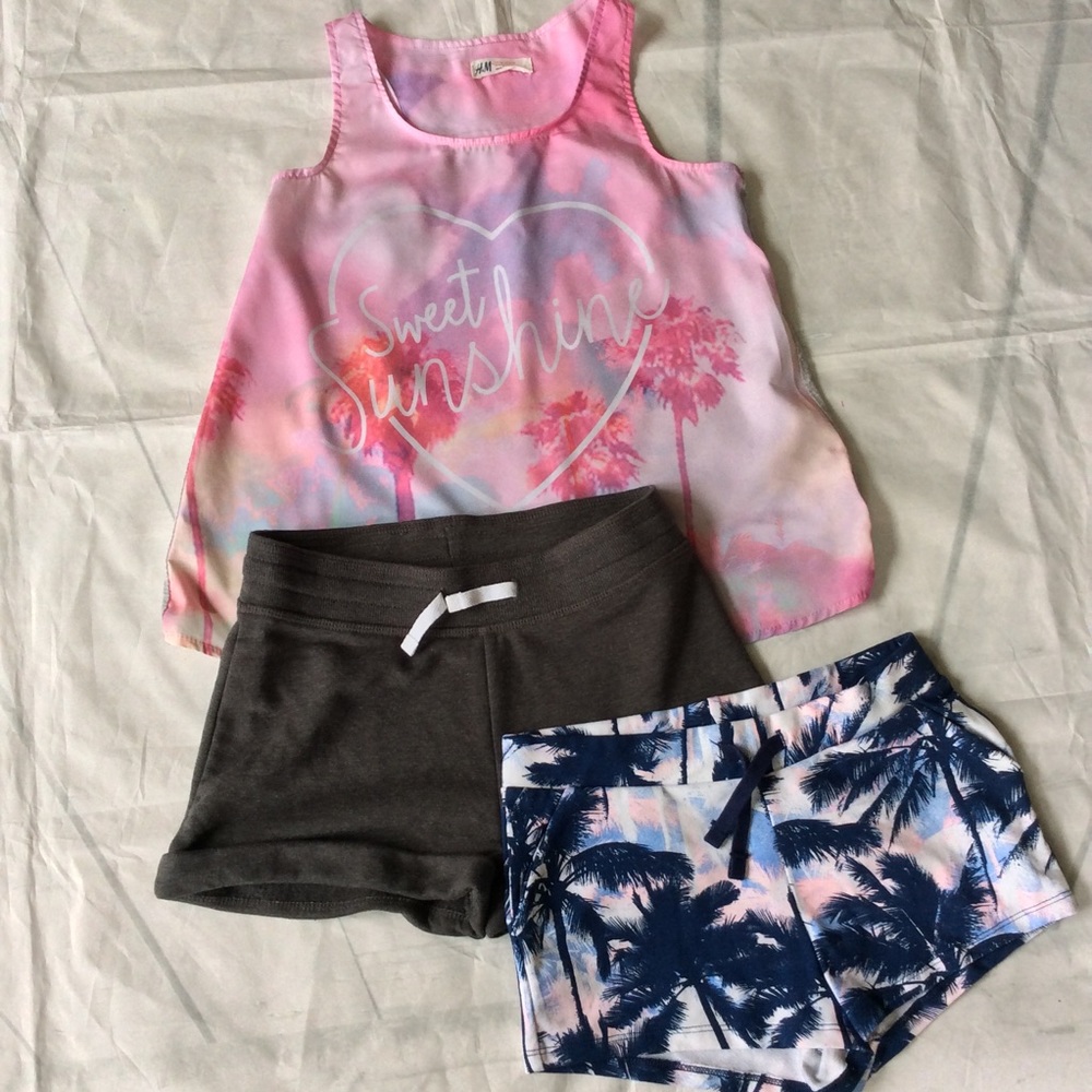 H&M Bundle Tank 2 Shorts GIRLS 10-11 YRS